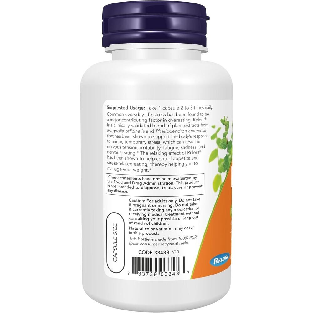 NOW Foods Relora 300mg. 120 Vegetable Caps 11/27EXP Magnolia officinalisbark ext - Picture 3 of 4